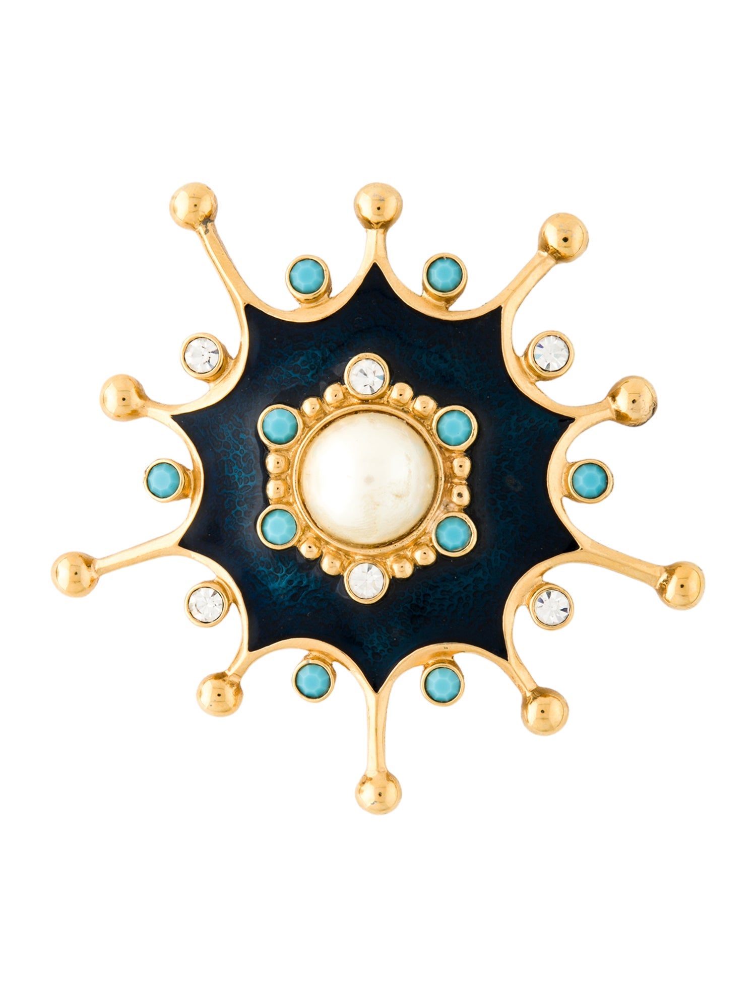 Barrera Faux Pearl, Crystal & Resin Brooch Pendant