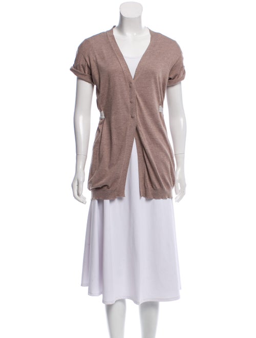 Brunello Cucinelli Short Sleeve Knit Cardigan grey