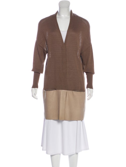 Brunello Cucinelli Leather Trim Cardigan Sweater B