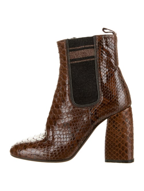 Brunello Cucinelli Snakeskin Ankle Boots Brown