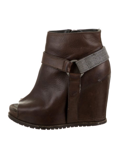 Brunello Cucinelli Peep-Toe Wedge Ankle Boots