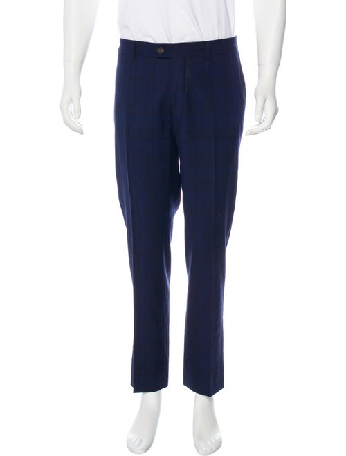 Brunello Cucinelli Plaid Wool Pants navy