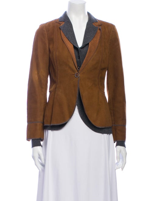 Brunello Cucinelli Leather Blazer Brown