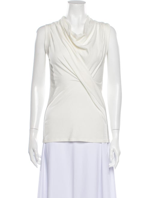 Brunello Cucinelli Cowl Neck Sleeveless Blouse Whi