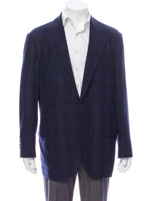 Brunello Cucinelli Wool Plaid Print Blazer Wool