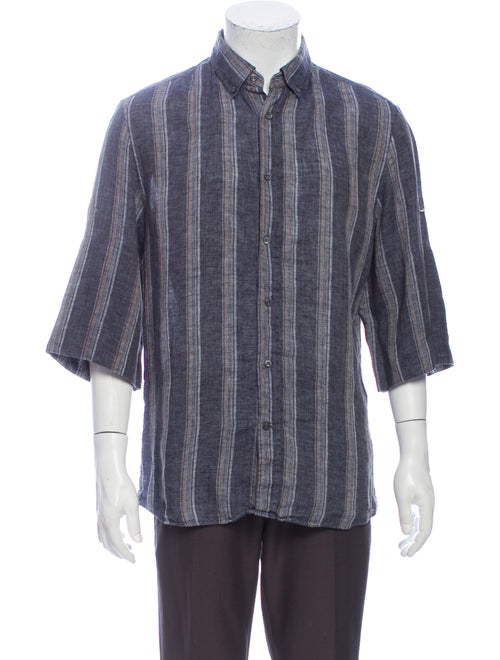 Brunello Cucinelli Linen Striped Shirt Grey