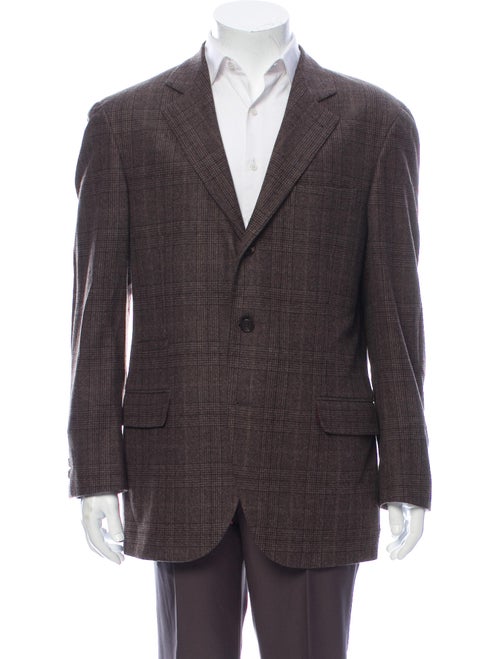 Brunello Cucinelli Wool Plaid Print Blazer Wool