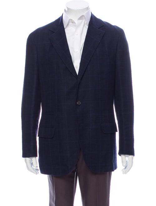 Brunello Cucinelli Linen Striped Blazer Blue