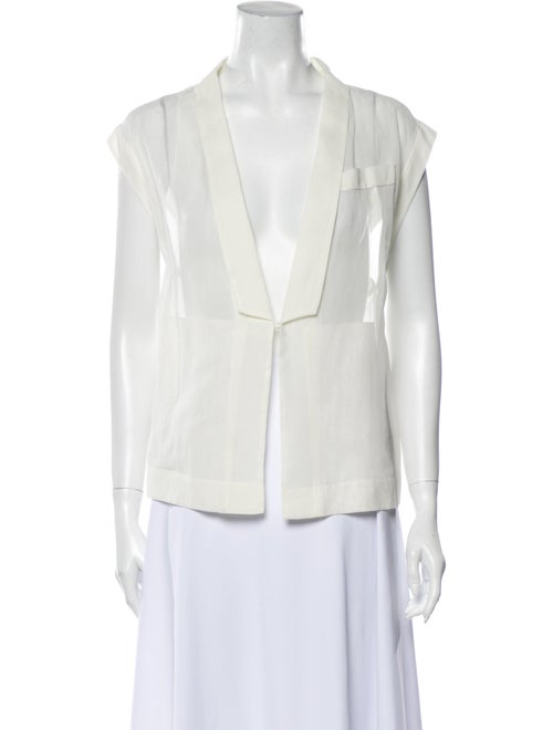 Brunello Cucinelli V-Neck Sleeveless Blouse White