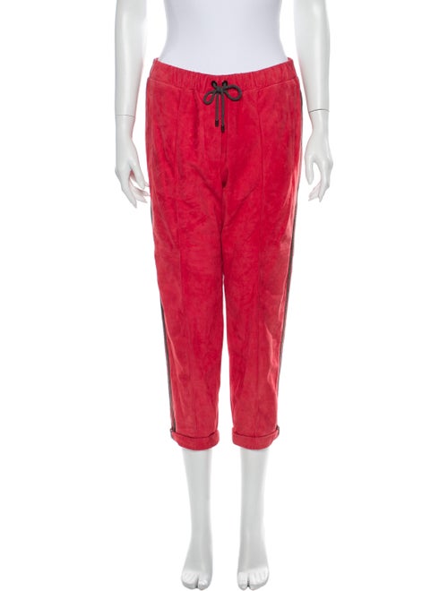Brunello Cucinelli Leather Straight Leg Pants w/ T