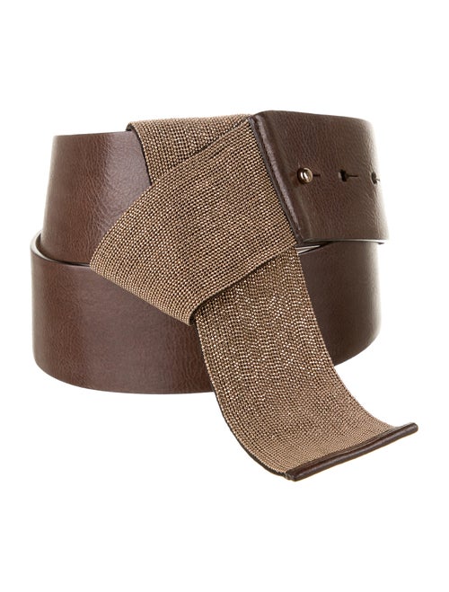 Brunello Cucinelli Monili-Trimmed Leather Belt Bro