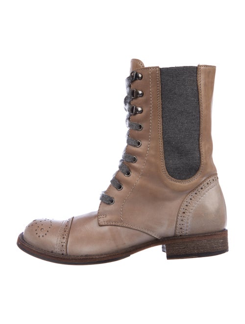 Brunello Cucinelli Leather Combat Boots