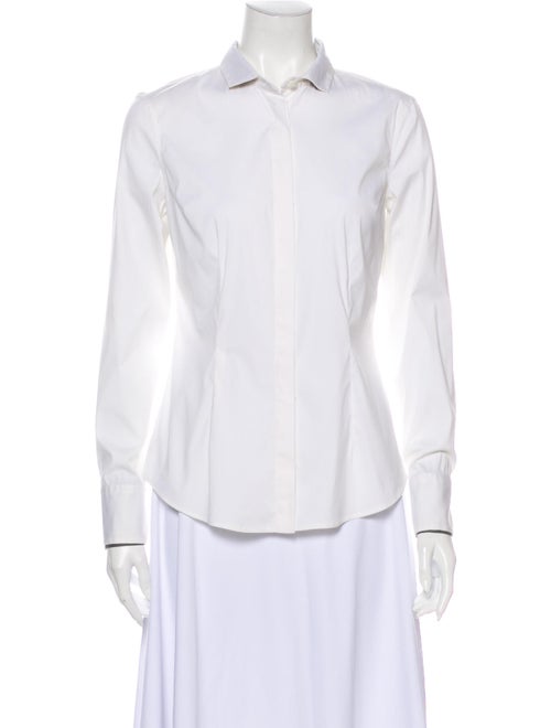 Brunello Cucinelli Long Sleeve Button-Up Top White