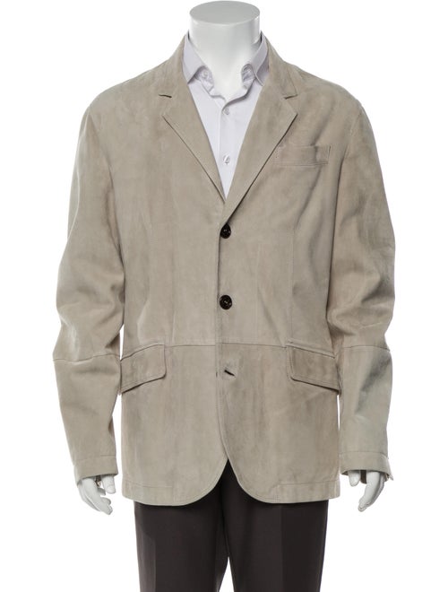 Brunello Cucinelli Leather Sport Coat Grey