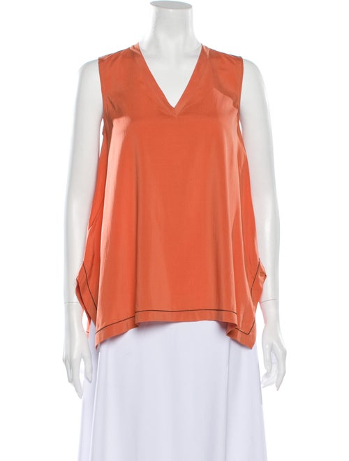 Brunello Cucinelli Silk V-Neck Blouse Orange