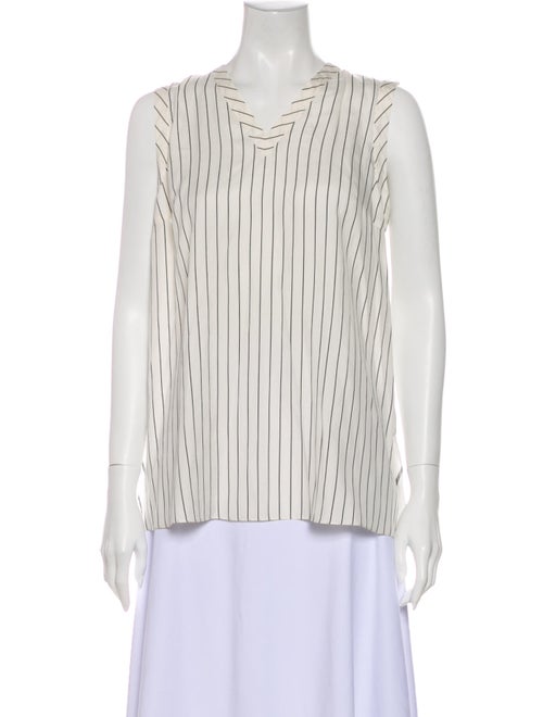 Brunello Cucinelli Silk Striped Blouse White