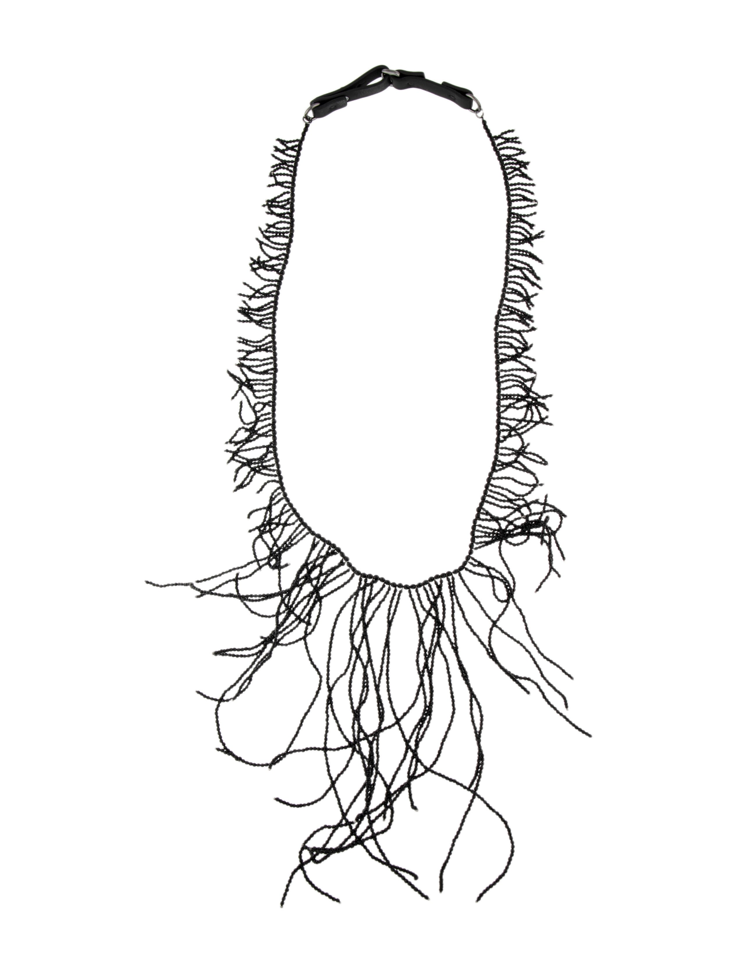 Brunello Cucinelli Leather & Onyx Fringe Necklace