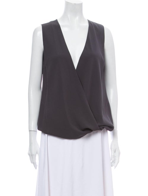 Brunello Cucinelli Silk V-Neck Blouse Grey