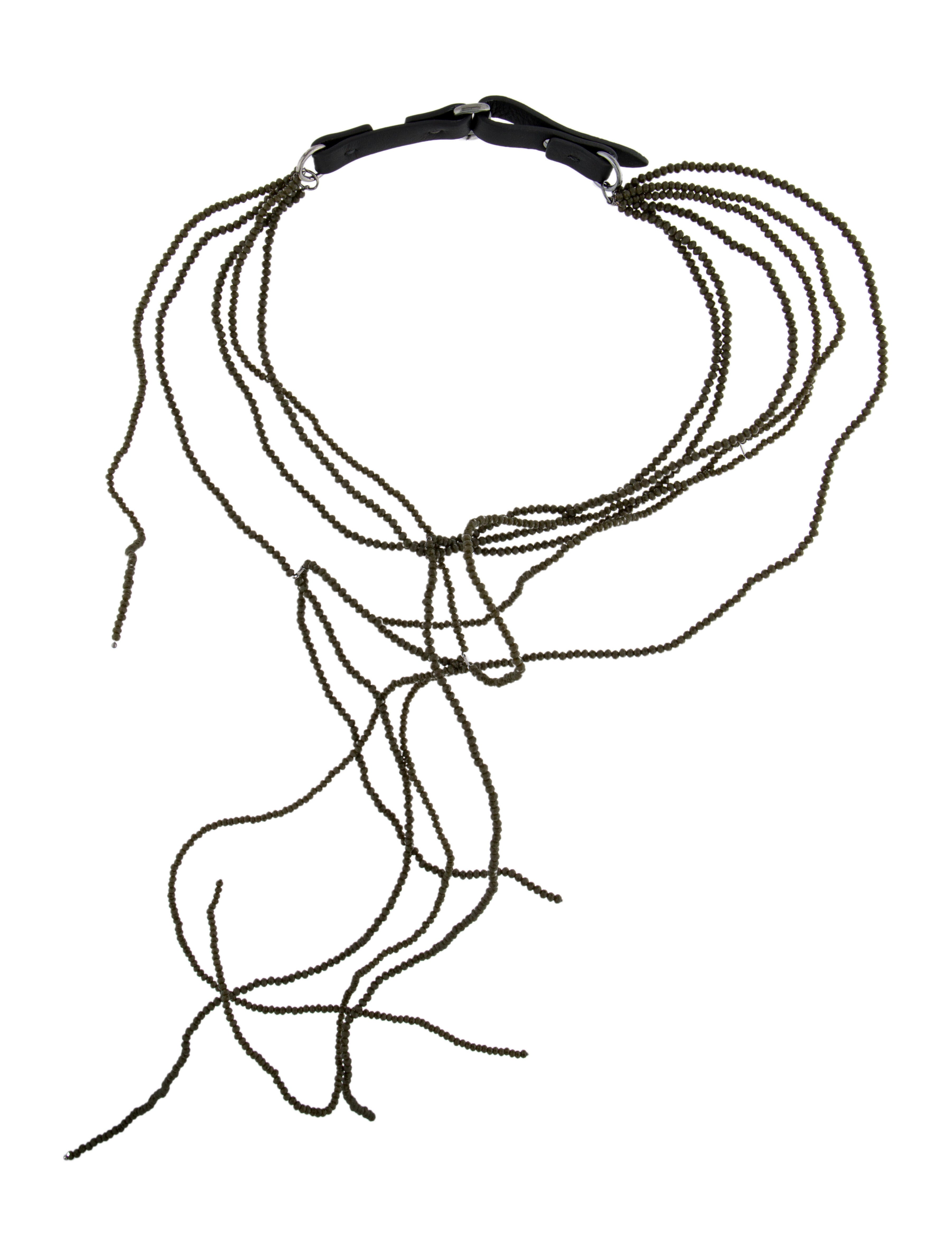 Brunello Cucinelli Leather & Jasper Bead Collar Necklace