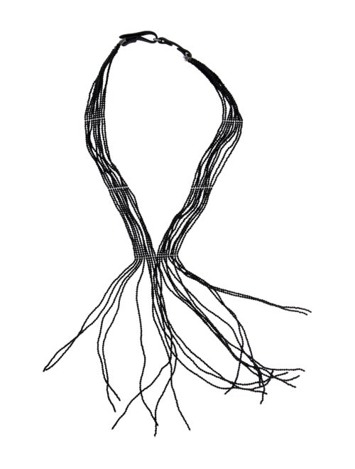 Brunello Cucinelli Leather & Onyx Multistrand Bead Necklace