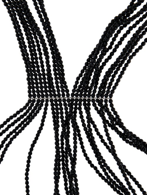 Brunello Cucinelli Leather & Onyx Multistrand Bead Necklace