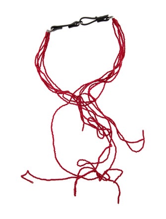 Brunello Cucinelli Leather & Beads Waterfall Collar Necklace