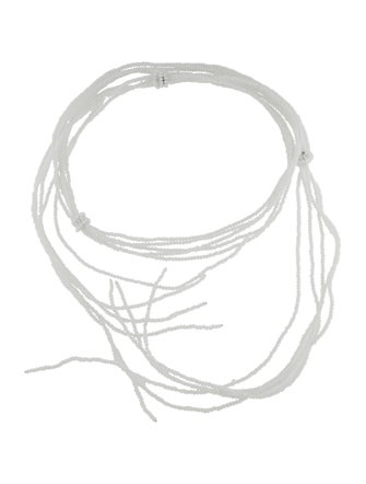 Brunello Cucinelli White Stone Choker Tie Necklace