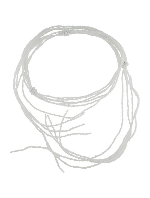 Brunello Cucinelli White Stone Choker Tie Necklace