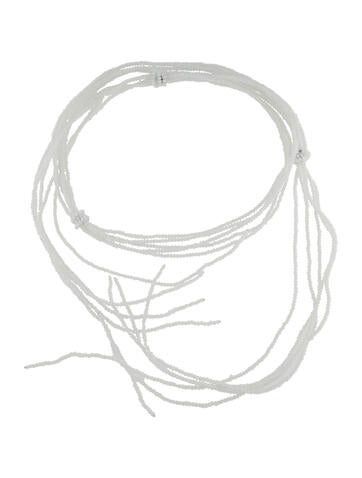 Brunello Cucinelli Bead Strand White Stone Choker Tie Necklace