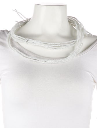 Brunello Cucinelli White Stone Choker Tie Necklace