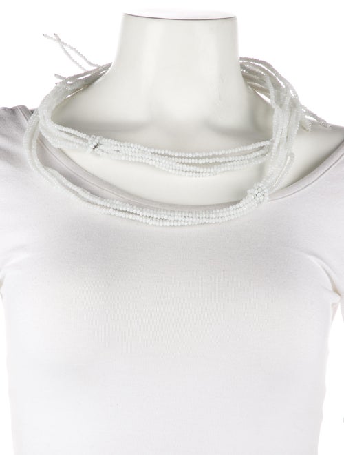Brunello Cucinelli White Stone Choker Tie Necklace