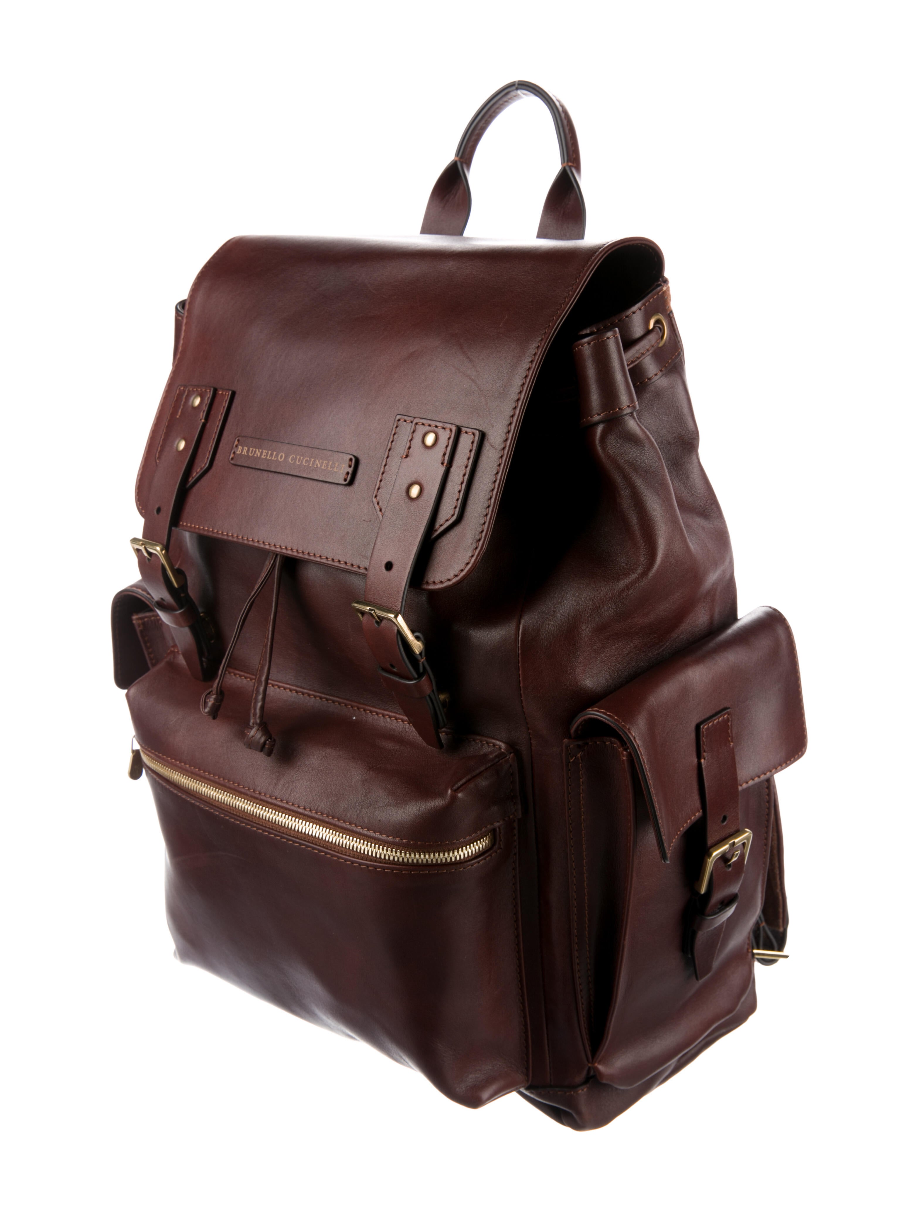 Brunello Cucinelli Leather Utility Backpack Brown Backpacks, Bags
