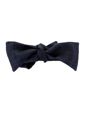 Brunello Cucinelli Plaid Wool Bow Tie