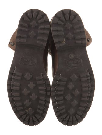 Brunello Cucinelli Leather Faux Fur Trim Lace-Up Boots