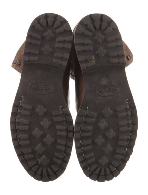 Brunello Cucinelli Leather Faux Fur Trim Lace-Up Boots