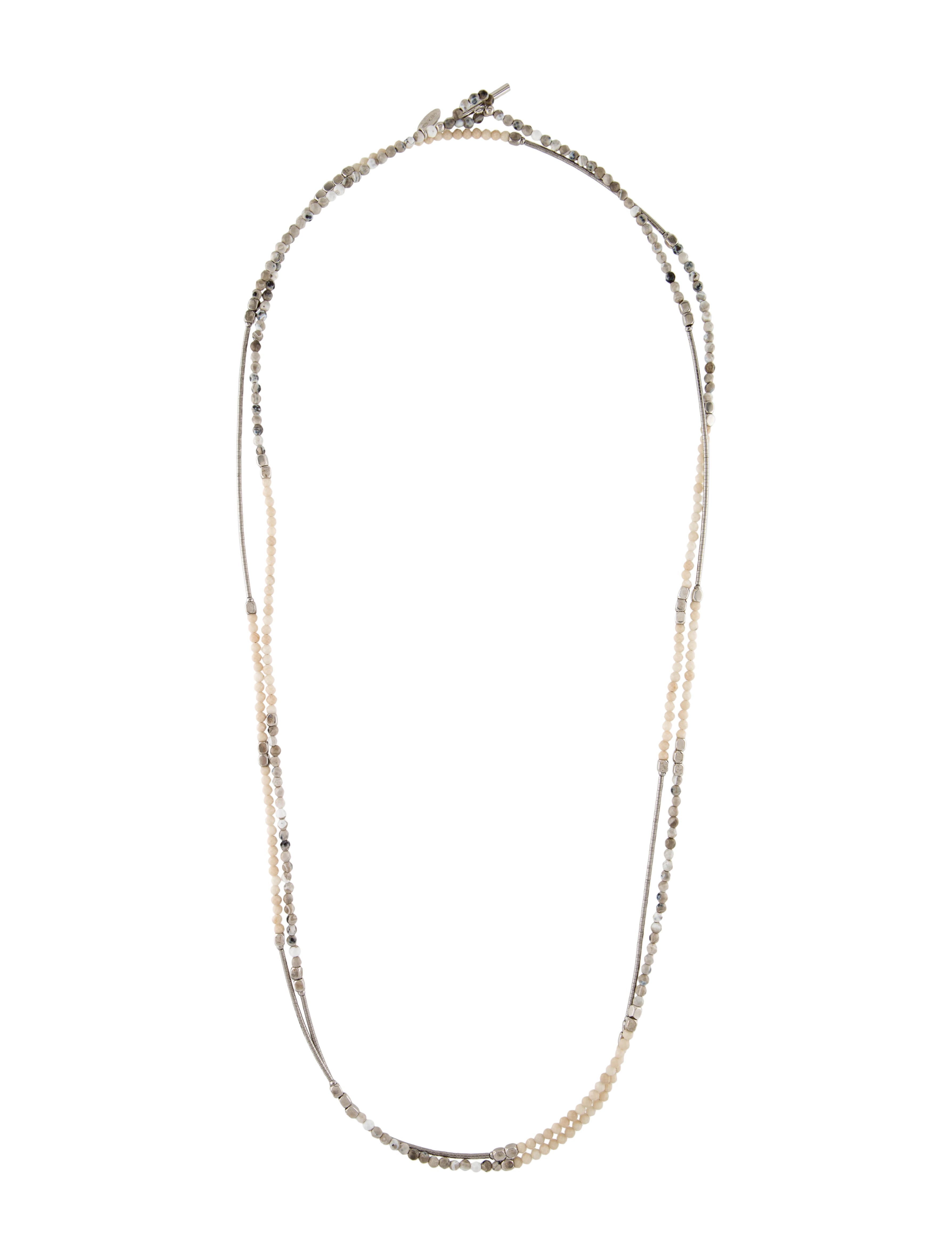 Brunello Cucinelli Long Bead Strand Necklace - Sterling Silver Bead ...