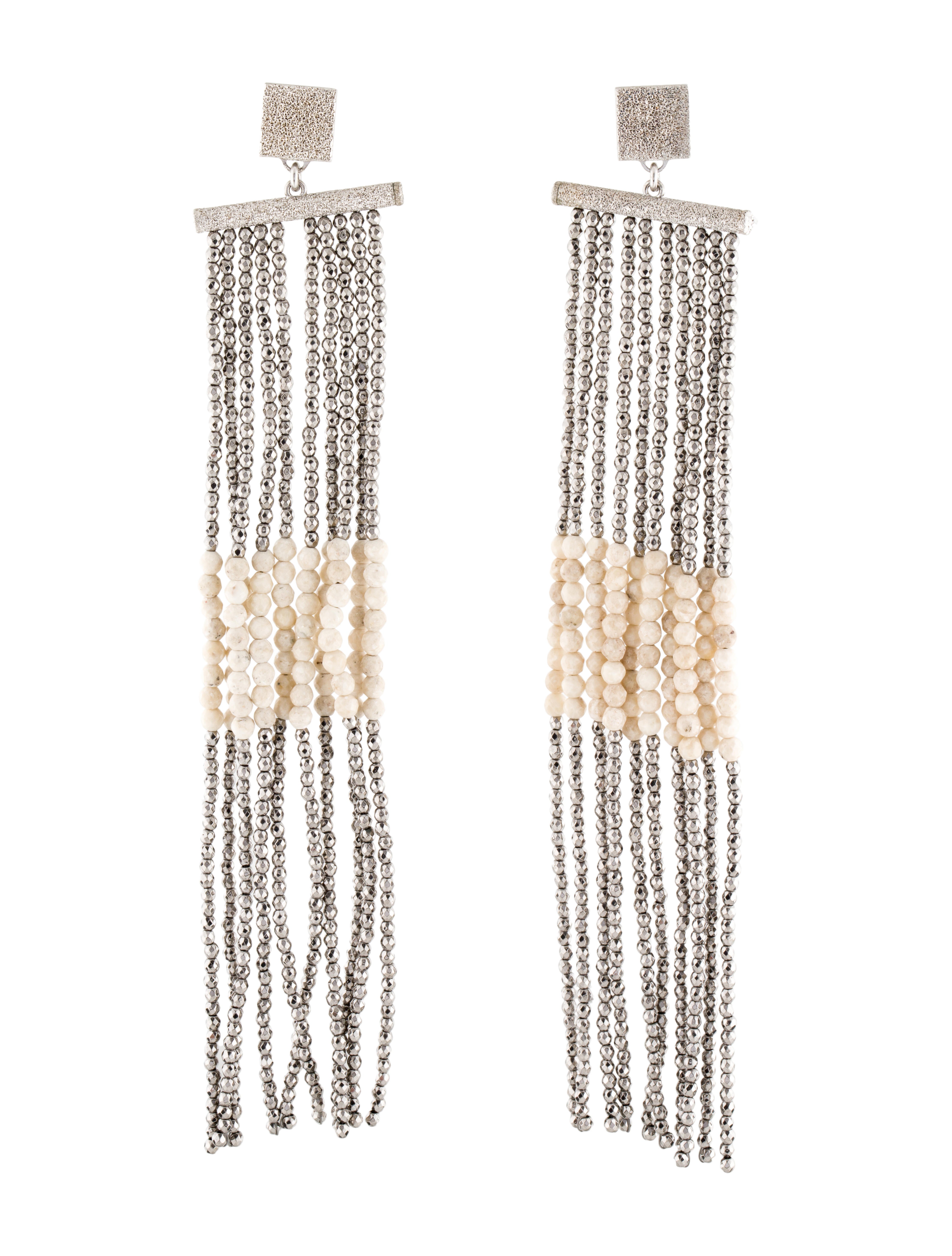 Brunello Cucinelli Stone Bead Tassel Earrings