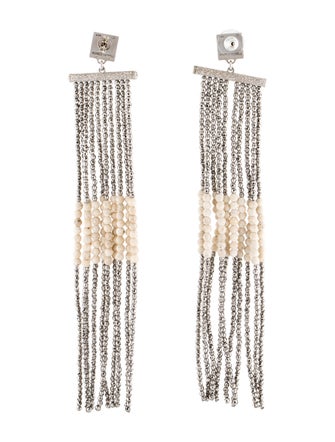 Brunello Cucinelli Stone Bead Tassel Earrings