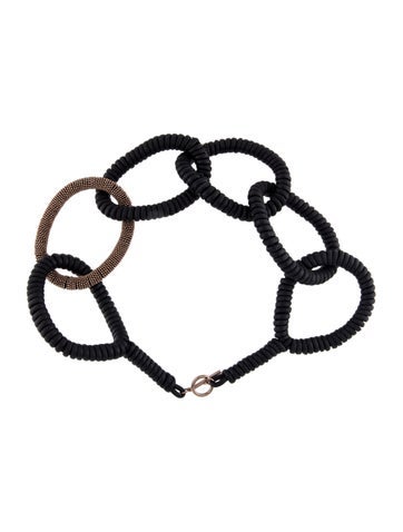 Brunello Cucinelli Collar Leather Large Link Necklace