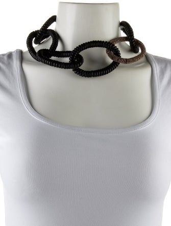 Brunello Cucinelli Leather Large Link Collar Necklace