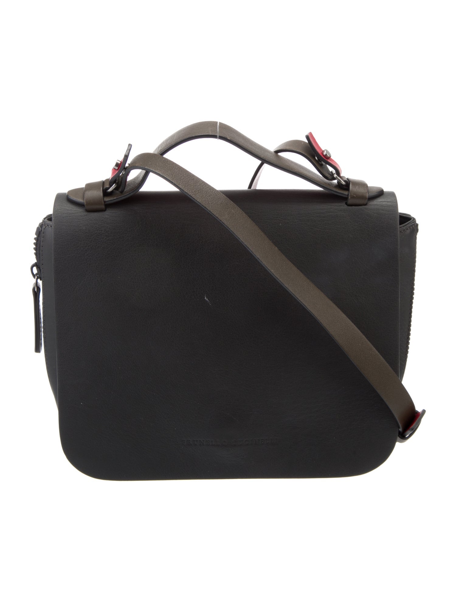 Brunello Cucinelli Small Leather Crossbody Bag Grey Shoulder Bags