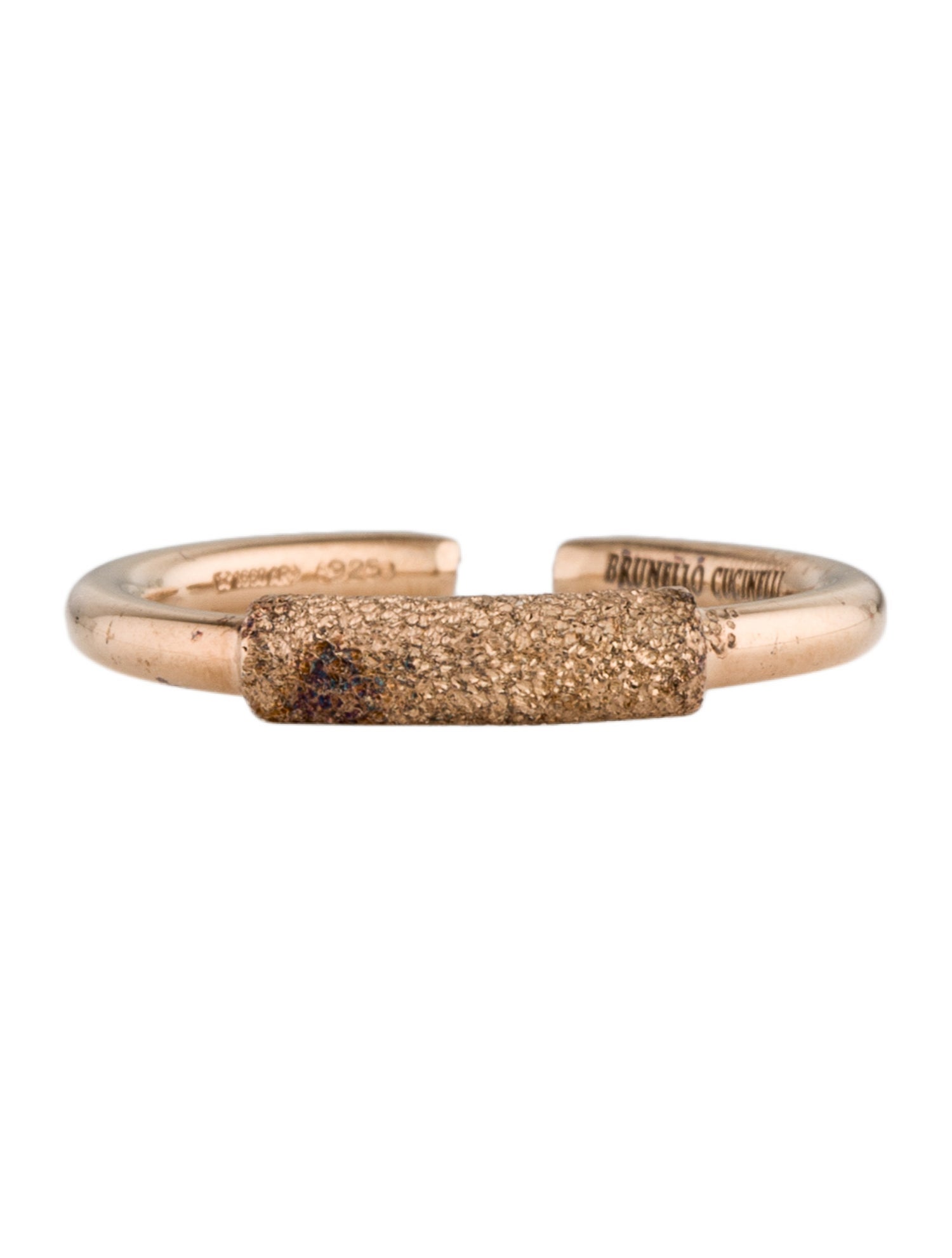 【美品】BRUNELLO CUCINELLI バングル レザー ゴールドブラウン Brunello Cucinelli Layer-Detail Cuff Ring - Sterling Silver