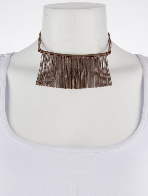 Brunello Cucinelli Waterfall Beaded Fringe Collar Necklace