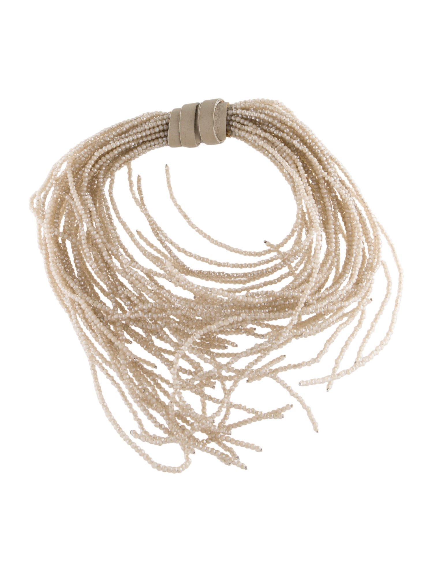 Brunello Cucinelli Leather & Glass Bead Choker Necklace