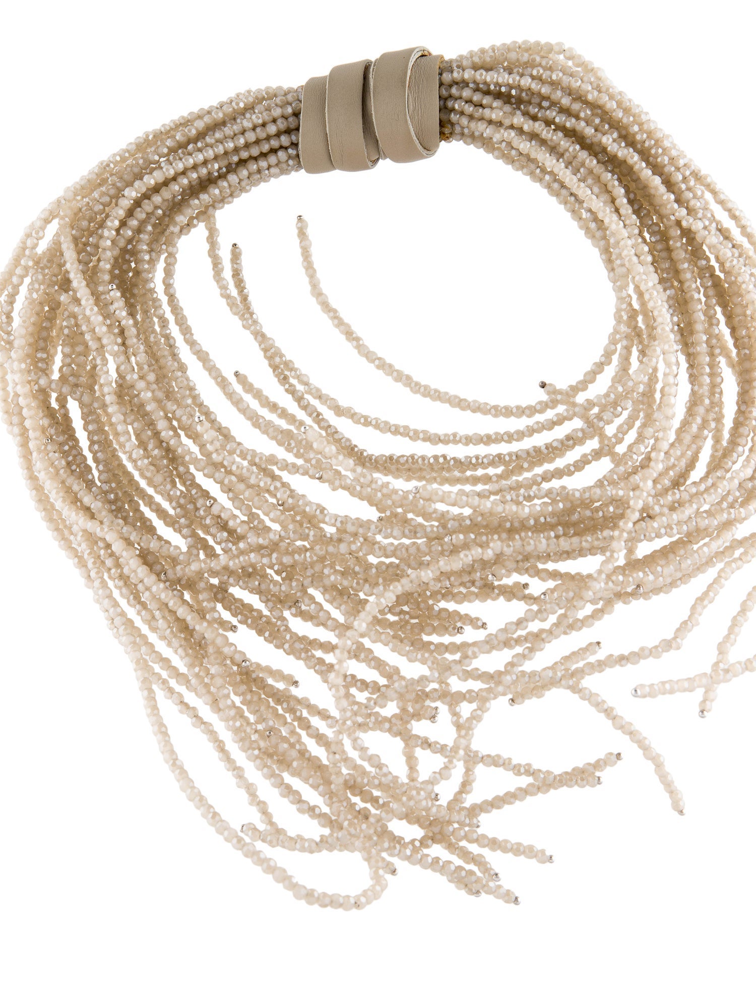 Brunello Cucinelli Leather & Glass Bead Choker Necklace