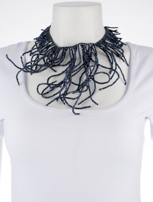 Brunello Cucinelli Dumortierite Fringe Collar Necklace
