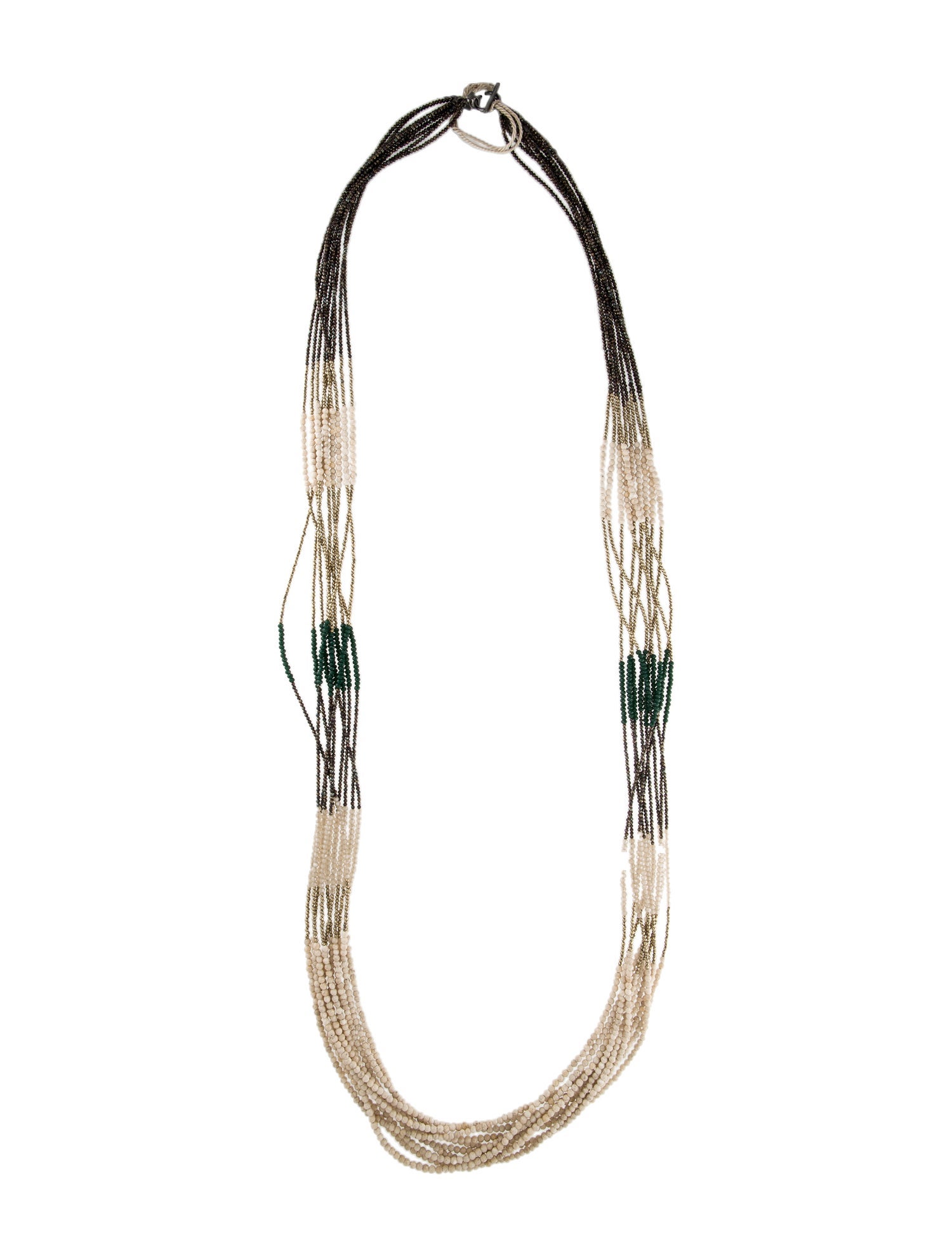 Brunello Cucinelli Pyrite & Magnesite Beaded Multistrand Necklace