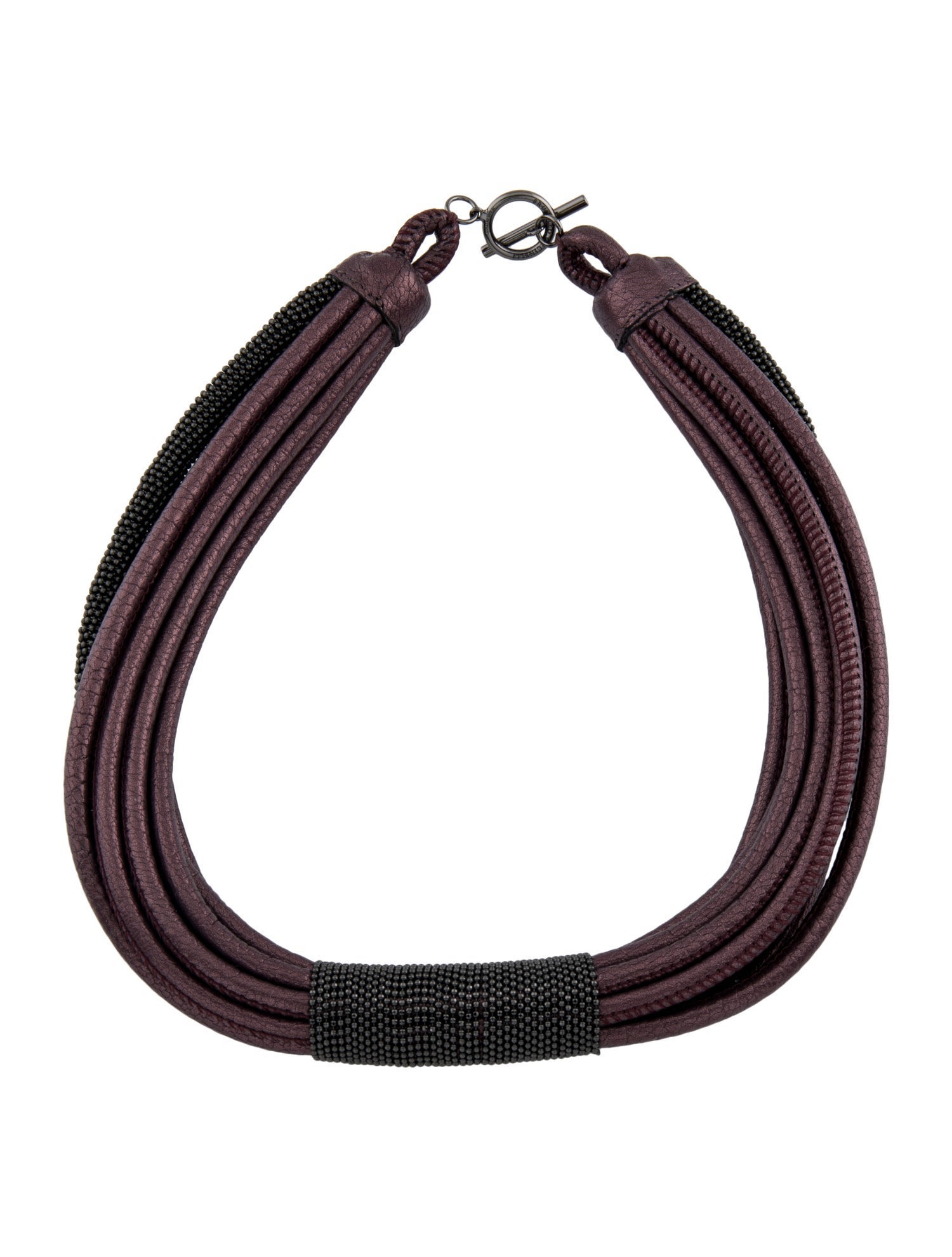 Brunello Cucinelli Leather Bead Collar Necklace