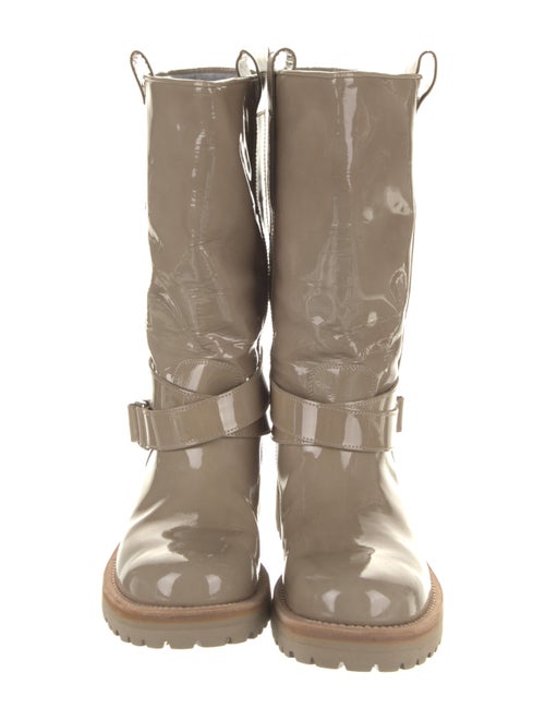 Brunello Cucinelli Patent Leather Animal Print Slouch Boots