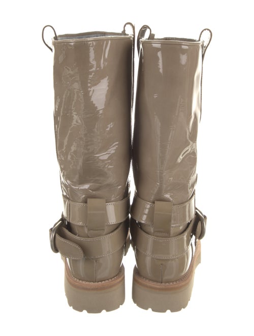 Brunello Cucinelli Patent Leather Animal Print Slouch Boots